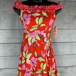 GB Babydoll Plaid Floral Sundress Red/Pink NWT